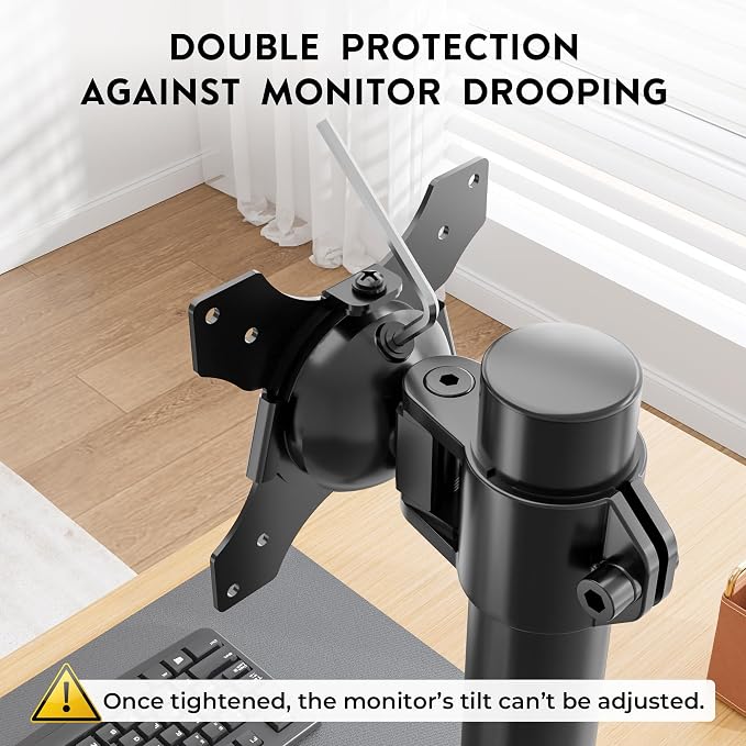 BONTEC Vertical Dual Monitor Desk Mount, 13-34", VESA 75x75/100x100mm | Full Motion Adjustability, Up to 22lbs per Arm, C Clamp and Grommet Mounting Options, Cable Management for Flexible Setup - Image 6
