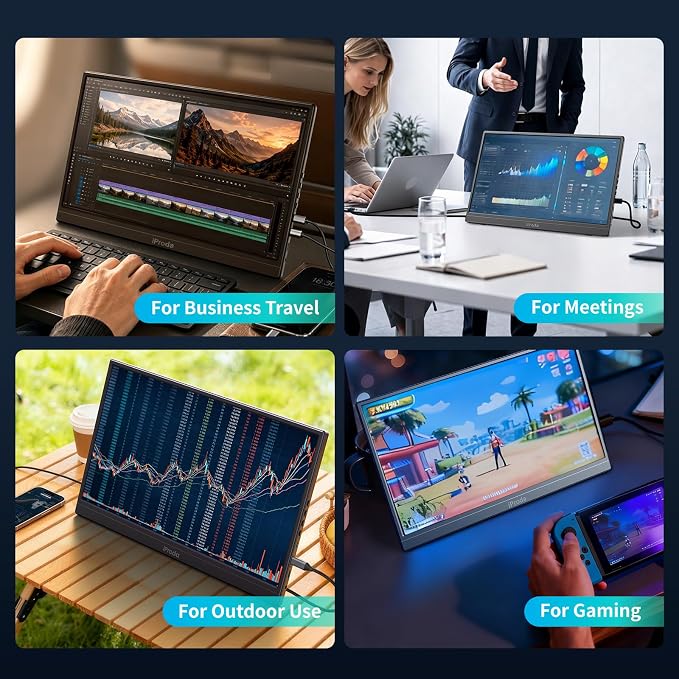 15.6 Inch Portable Monitor 1080P Slim Monitor Built-in 90° Adjustable Stand | Portable Monitor Anti-Glare ,VESA Mountable 60Hz HDMI USB C Travel Monitor for Laptop, Mac, Phone, Tablet, PS5/4, Xbox,Switch - Image 6