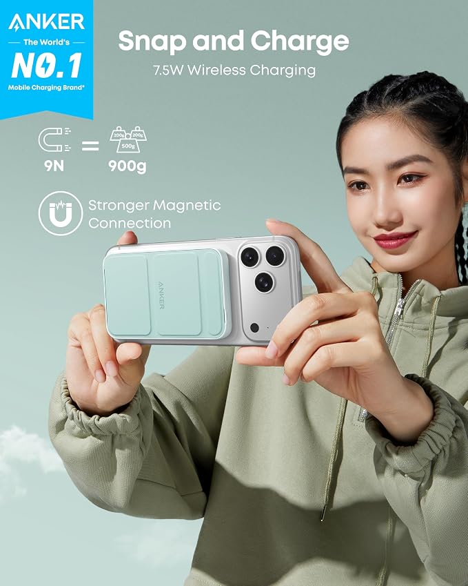 Anker 622 Magnetic Power Bank, 5,000mAh Foldable Wireless Portable Charger | Battery Pack with Stand and Side USB-C Port, Magsafe-Compatible for iPhone 16 / 15 / 14 / 13 Series - Image 2