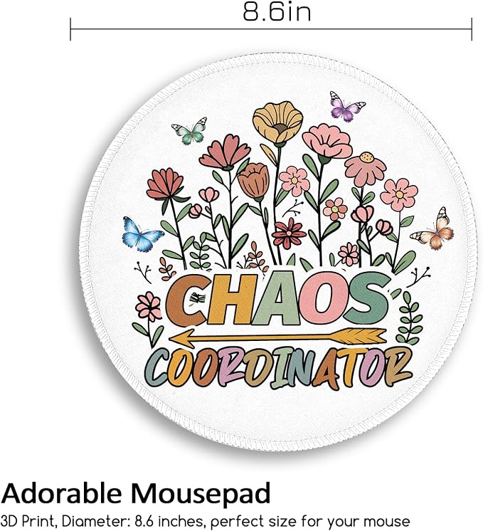 Funny Work Mouse Pad, Small Round Mousepad for Desk, Laptop | Mini Travel Wireless Mice Pad for Computer, Office Accessories, Coworker Gifts, 8.6 x 8.6 inch - Image 4