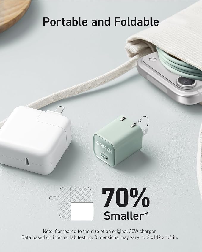 Anker Nano Phone Charger, 30W Portble and Foldable USB C GaN Charger | For iPhone 17/17 Plus/17 Pro Max/16/16 Plus/16 Pro Max/15 Pro Max, Galaxy, iPad, and MagSafe-Compatible Accessories - Image 4