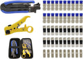 Professional Coax Cable Crimper Kit – RG6/RG59/RG11 Compression Tool with Wire Stripper, 50-Pack F-Type Connectors & Storage Bag – Coaxial Cable Tool Set for TV, Satellite, CCTV & Home Network by Zkarabc