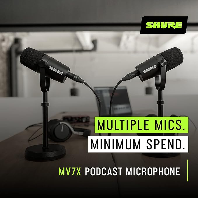 Shure MV7X XLR Dynamic Podcast & Recording Microphone - Black | XLR dynamic mic with voice-isolating technology and all-metal build for podcasting and vocal recording - Image 7