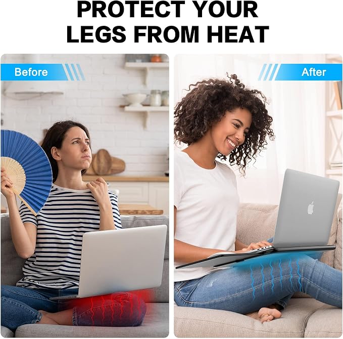 AboveTEK Portable Laptop Lap Desk w/Retractable Left/Right Mouse Pad Tray, Non-Slip Heat Shield Tablet Notebook Computer Stand Table w/Sturdy Stable Work Surface for Bed Sofa Couch or Travel - Image 3