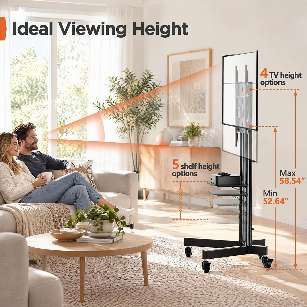 Perlegear Rolling TV Stand for 32-85 Inch Screens up to 154 lbs - Image 6