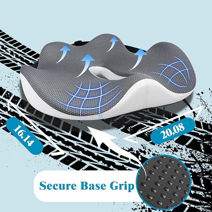 X-Large Truck Seat Cushion for Truck Drivers, Memory Foam Support | Seat Cushion for Long Driving & Sitting, Tailbone Pain Relief, Ergonomic Back Support, Non-Slip Washable Cover for Cars - Image 8