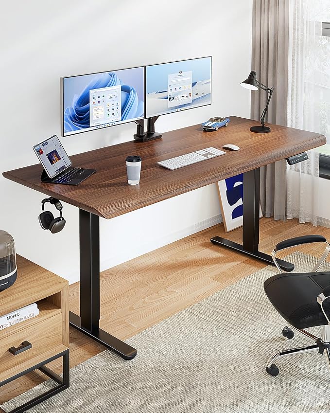 HUANUO Dual Motor Electric Standing Desk Frame, 265 lb Capacity, Black | T-Shaped Legs Fit Desktops Up To 90 X 31.5 Inches; Height-Adjustable Frame For Home Offices - Image 2