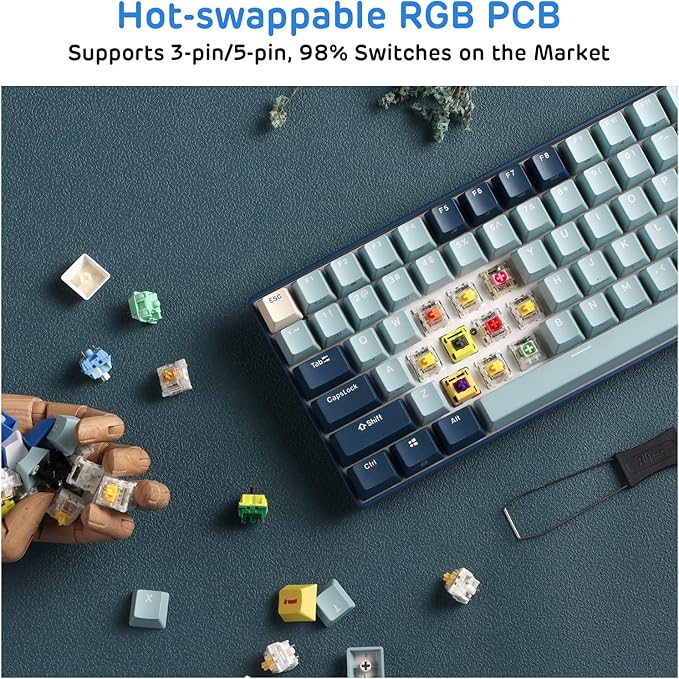 RK ROYAL KLUDGE RK96 RGB Wireless Mechanical Gaming Keyboard w/Wrist Rest | 90% 96 Keys Hot Swappable Mechanical Keyboard, 3-Mode BT5.0/2.4G/USB-C, Volume Control, Software Support & Massive Battery - Image 5