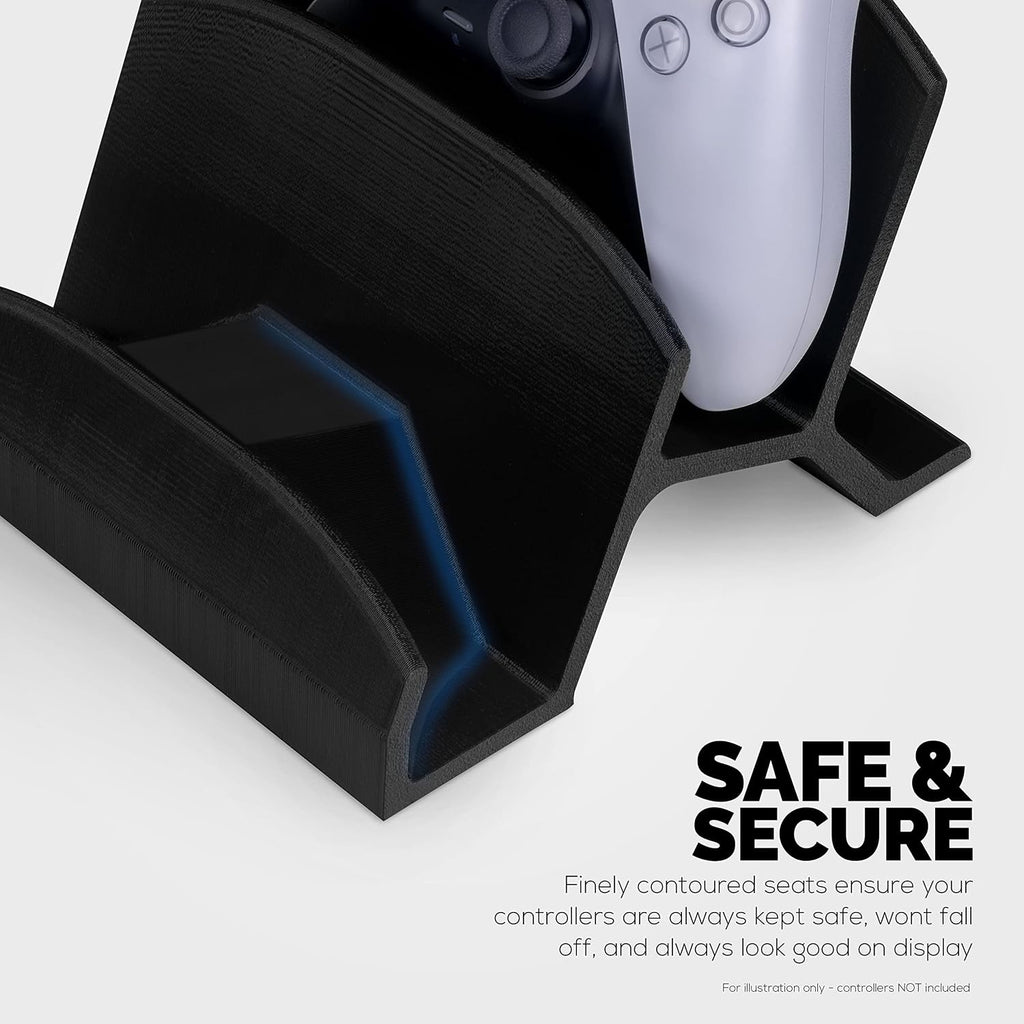 BRAINWAVZ Dual Game Controller Holder Desktop Stand - for PS5, Xbox Series X, One, PS4, Switch, PC, Gamepads & More UGDS06, Black - Image 4