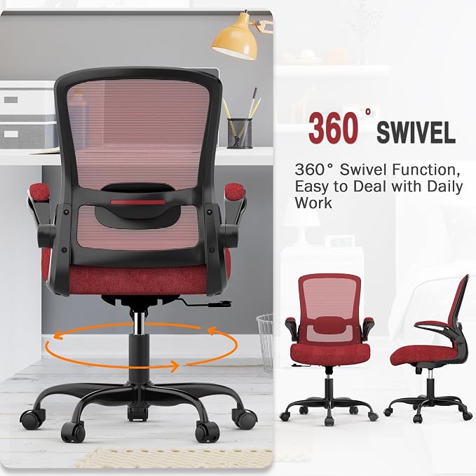 Ergonomic Office Chair w/Adjustable Lumbar, Flip Armrest, 135° Recline | Supports 300 lbs · Seat 19.48"–23.4" · Breathable mesh · 20–30 min assembly · 5-year warranty - Image 3
