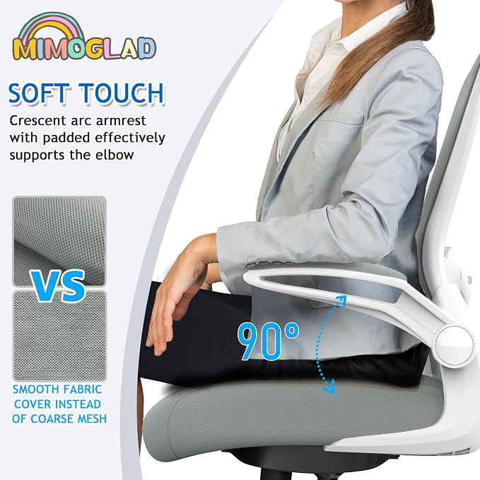 Mimoglad Ergonomic High Back Mesh Office Chair, Adjustable Lumbar Support, Thickened Seat Cushion (Modern, Moon Gray) - Image 9