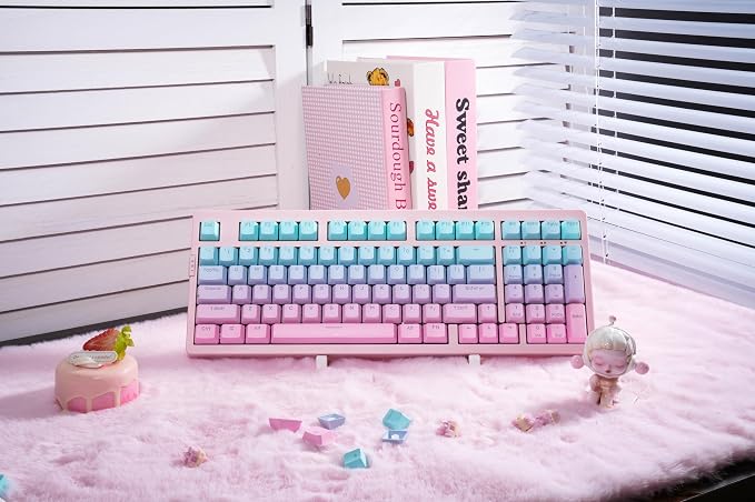 ZORNHER ZH980 Mechanical Keyboard,95% Pink & Blue Creamy Keyboard with Number Pad,Gaming Keyboard Full Size,Shine Through PBT Keycaps,Creamy Sounding Linear Switches - Image 3