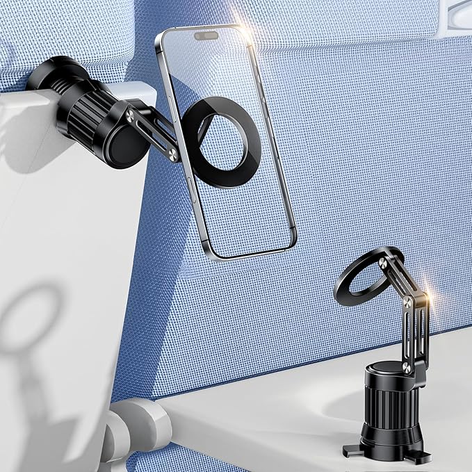 Magnetic Airplane Phone Holder Mount, Long Flight Essentials Travel Accessories for iPhone 16 15 14 13 12, Foldable Phone Holder for Plane Seat Back, Best Gifts for Travelers Women Man Travel by scenein
