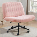 OLIXIS Criss Cross Chair with Wheels, Vanity Chair, Home Office Desk | Furry Teddy Fleece, Wide Seat Armless, Height Adjustable Swivel, Home Computer Task, Bedroom, Study, Pink Teddy by OLIXIS