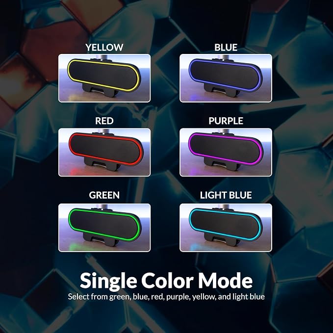 Cyber Acoustics CA-2890GX USB Speaker Bar with Music-Sync LED Lights | Monitor-Mounted Speaker Bar, Great for Music and Casual PC Gaming, 9 Color Modes, USB-C with USB-A Adapter Included - Image 6