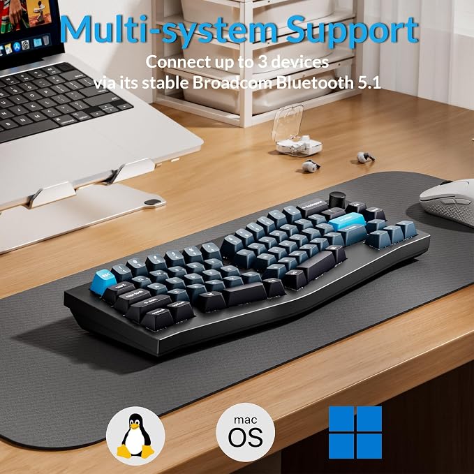 Keychron Q8 Pro QMK/VIA Programmable Wireless Custom Mechanical Keyboard, 65% Alice Layout Bluetooth/Wired, Hot Swappable, Ergonomic, Aluminum, RGB Backlit for Mac Windows Linux-Black - Image 9