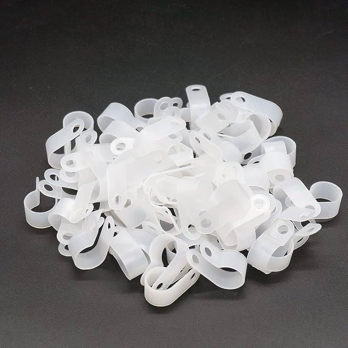 mankk 50PCS 1/2 Inch Rope Light Clips P-Style Mounting Clips Plastic Cable Clamps with Compatible Stainless Steel Pan Head Phillips Screws for Wire Management M-030-W-LS - Image 2