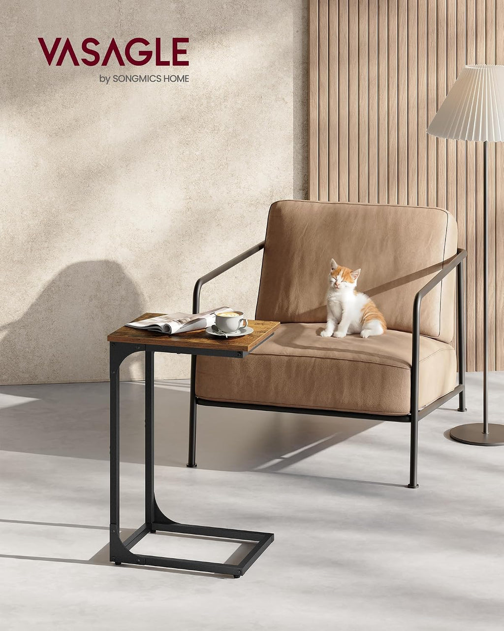 VASAGLE C-Shaped End Table, Small Sofa Side Table with Metal Frame - Image 2