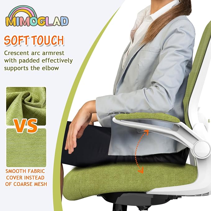 Mimoglad Ergonomic High Back Mesh Office Chair, Adjustable Lumbar Support, Thickened Seat Cushion (Modern, Green Pear) - Image 6
