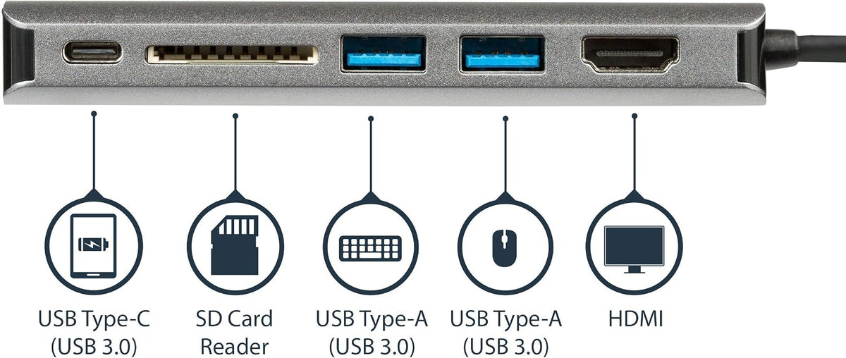 StarTech 6-in-1 USB-C Travel Dock, 4K HDMI, 100W PD, 3x USB Hub, SD, GbE - Image 3