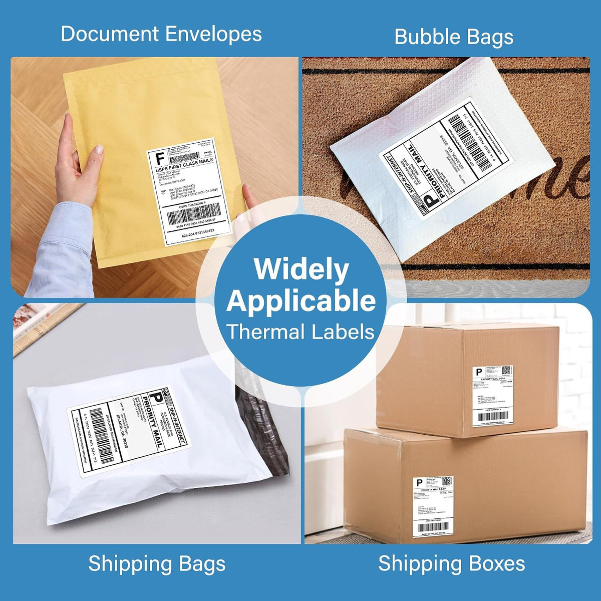 LotFancy 4x6 Thermal Labels, 3600 Shipping Labels Fanfold, 2 Stacks (1800 PCS per Stack), Perforated Mailing Postage Label, Permanent Adhesive, Address Label Compatible with Zebra, Rollo, Munbyn - Image 7