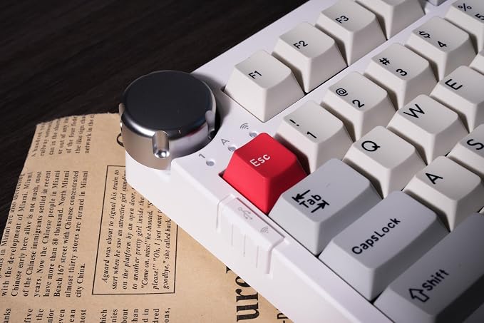 ZORNHER ZH980 Pro Wireless Mechanical Keyboard with Metal Knob,95% Thocky Gaming Keyboard with Number,Creamy Keyboard with Number Pad,Creamy Sounding Switches,QMK/VIA,Classic Vintage Retro White - Image 4