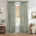 Hokibero Sage Green Pleated Linen Curtains 108 Inch Long for Living Room | Light Filtering Sheer Curtain,Pinch Pleat Back Tab Hooks Rings,Farmhouse Textured Privacy Drapes for Bedroom Window,2 Panels by Hokibero