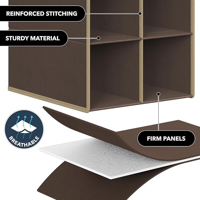 Simple Houseware 20 Section Shelves Hanging Shoes Organizer, Brown | Dual Metal Hooks, 10 Tier, Holds Up to 20 lbs, for Narrow Space - Image 5