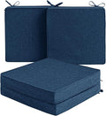 Outdoor Chair Cushions, Set of 4, 18.5 x 16 Inch, Navy Blue | Water Resistant, Fade Resistant, Patio Furniture Seat Replacement, Removable Cover with Zipper, Non-Slip Bottom with Ties by Unknown