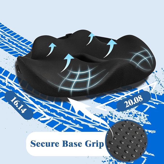 X-Large Truck Seat Cushion for Truck Drivers, Memory Foam Support | Seat Cushion for Long Driving & Sitting, Tailbone Pain Relief, Ergonomic Back Support, Non-Slip Washable Cover for Cars Black - Image 5