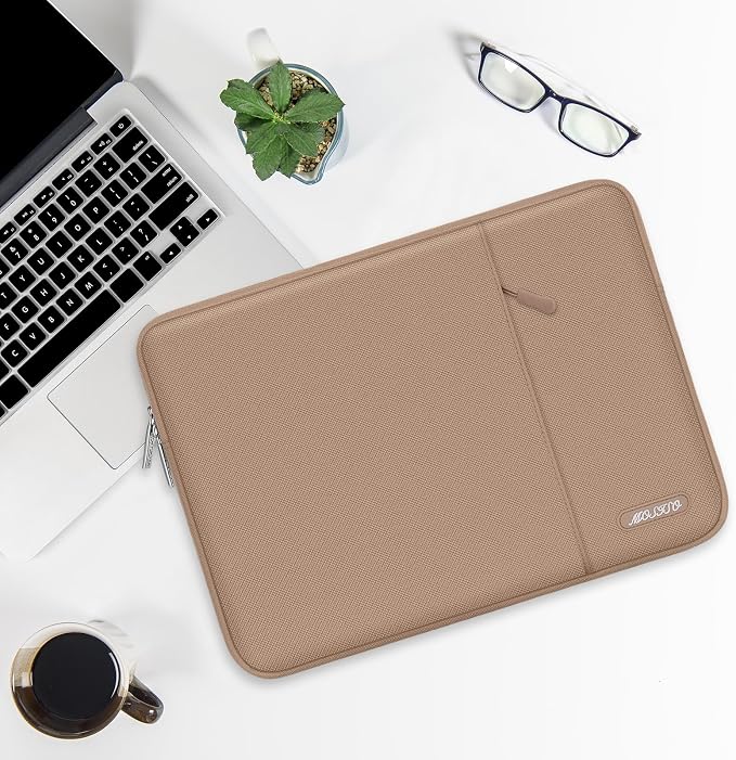 MOSISO Laptop Case 14 inch, Laptop Sleeve Bag with Pocket | Compatible with HP Lenovo Dell ASUS Acer, HP Stream, Dell Latitude, Polyester Vertical Computer Bag, Bronze Brown - Image 5