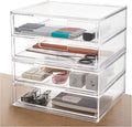 STORi Stackable Desk Drawer Organizer, Clear Pen Pencil Makeup Brush Holder for Desktops and Vanities, 4 Wide Drawers (Made in USA) by STORi