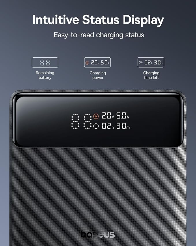 Baseus Laptop Portable Charger 100W 20000mAh, Blade Travel Power Bank Fast Charging 2 USB-C & 2 USB-A Port, Steam Deck Battery Pack for MacBook iPad iPhone 17/16/15/14/13 Samsung S24 etc. - Image 6