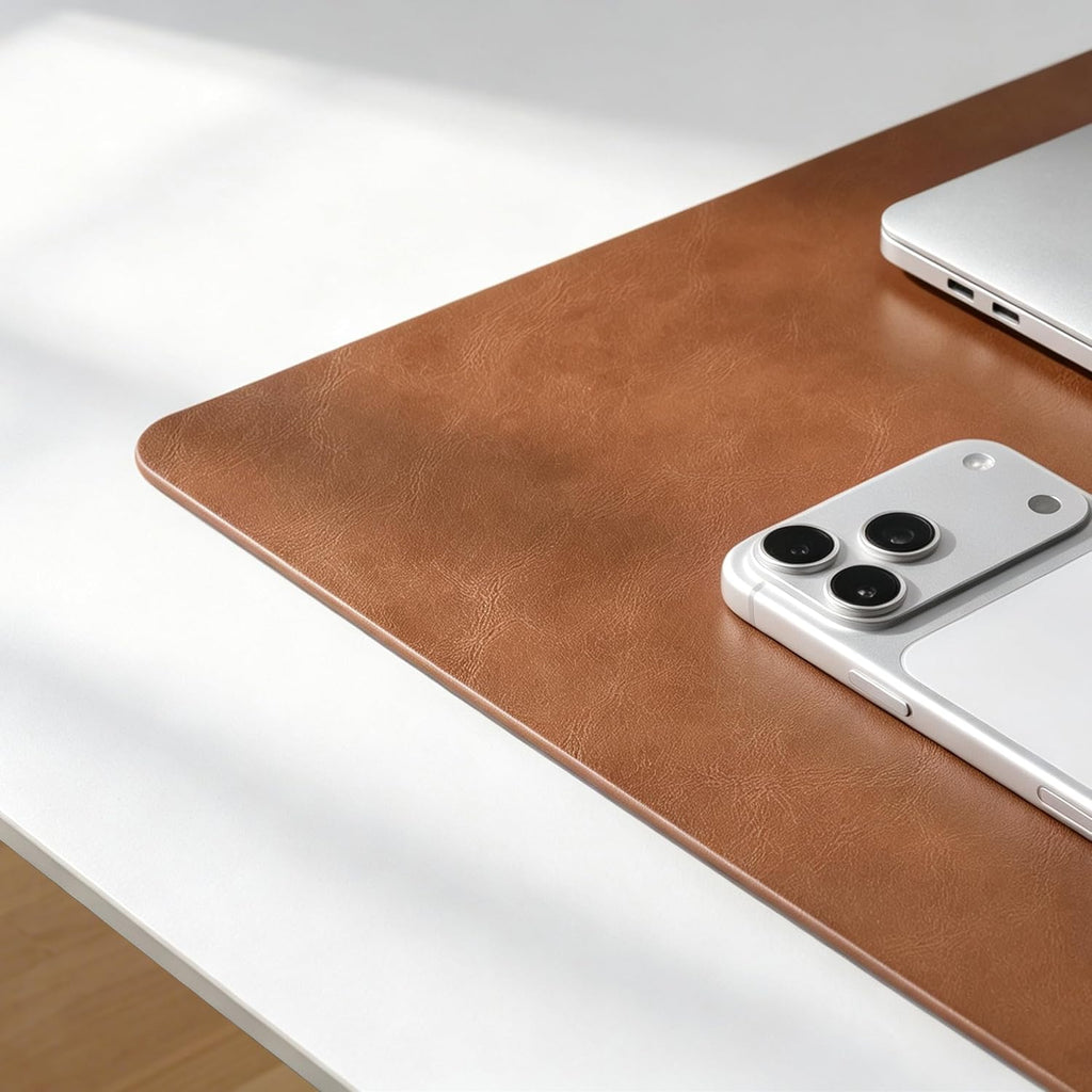 Nekmit Leather Desk Blotter Pad 24 x 14 Inches, Flat, Non-Slip, Waterproof, Brown - Image 3