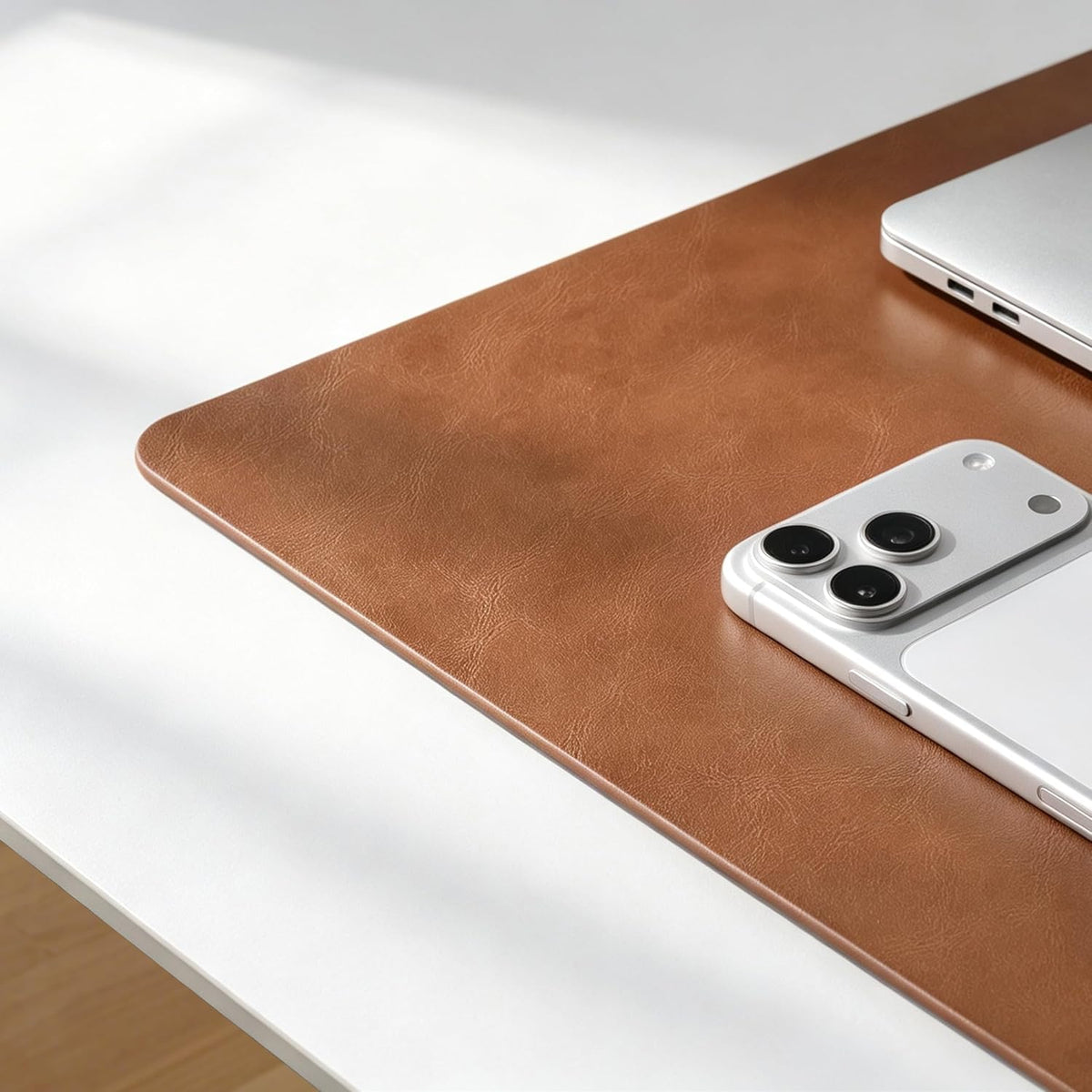 Nekmit Leather Desk Blotter Pad 24 x 14 Inches, Flat, Non-Slip, Waterproof, Brown - Image 3
