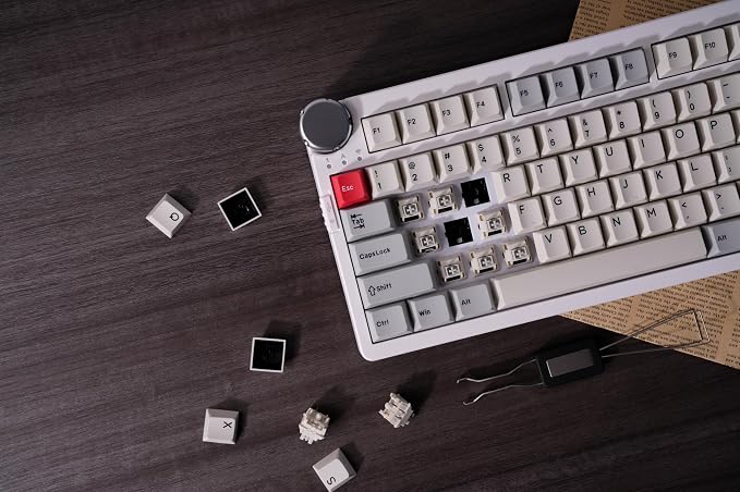 ZORNHER ZH980 Pro Wireless Mechanical Keyboard with Metal Knob,95% Thocky Gaming Keyboard with Number,Creamy Keyboard with Number Pad,Creamy Sounding Switches,QMK/VIA,Classic Vintage Retro White - Image 6
