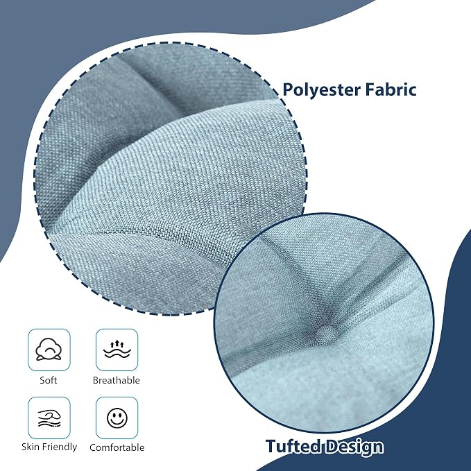 IASEAHK Chair Cushions for Dining Chairs, Seat Cushions for Kitchen Chairs, Indoor Seat Cushions with Ties, Tufted Foam Chair Pads, Non Slip Chair Cushions Set of 6, 15.5" x 15.5" x 4", Light Blue - Image 3