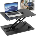 Height Adjustable Standing Desk Converter, 25.16" x 15.75", Black | Ready to Use Desk Riser for Laptop and Monitor, Sit Stand Workstation for Office, Bedroom and Living Room by DMTVAL