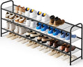 KEETDY 3-Tier Long Shoe Rack for Closet Metal Shoe Organizer for Entryway, Wide Stackable Shoe Storage Shelf with Sturdy Wire Grid for Closet Floor, Bedroom, Black by KEETDY