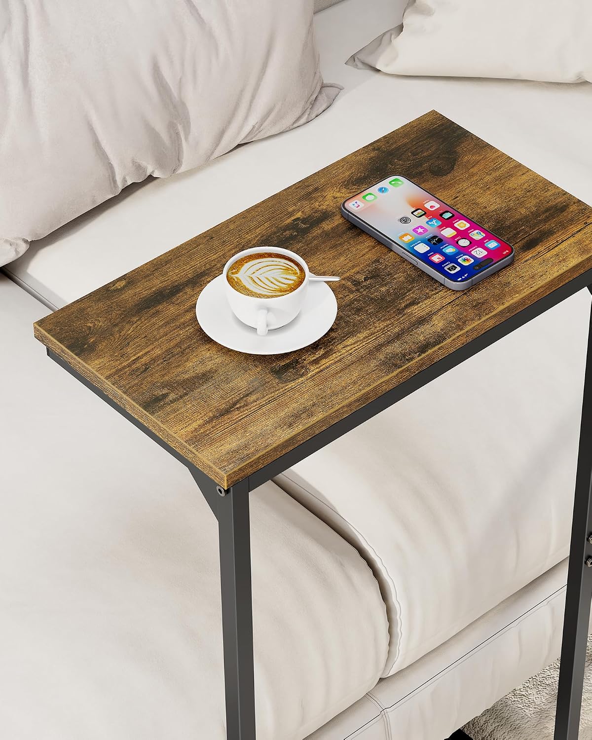 TUTOTAK C Shaped End Table Set of 2, 28.7 inch Tall Couch Small Side Table - Image 6
