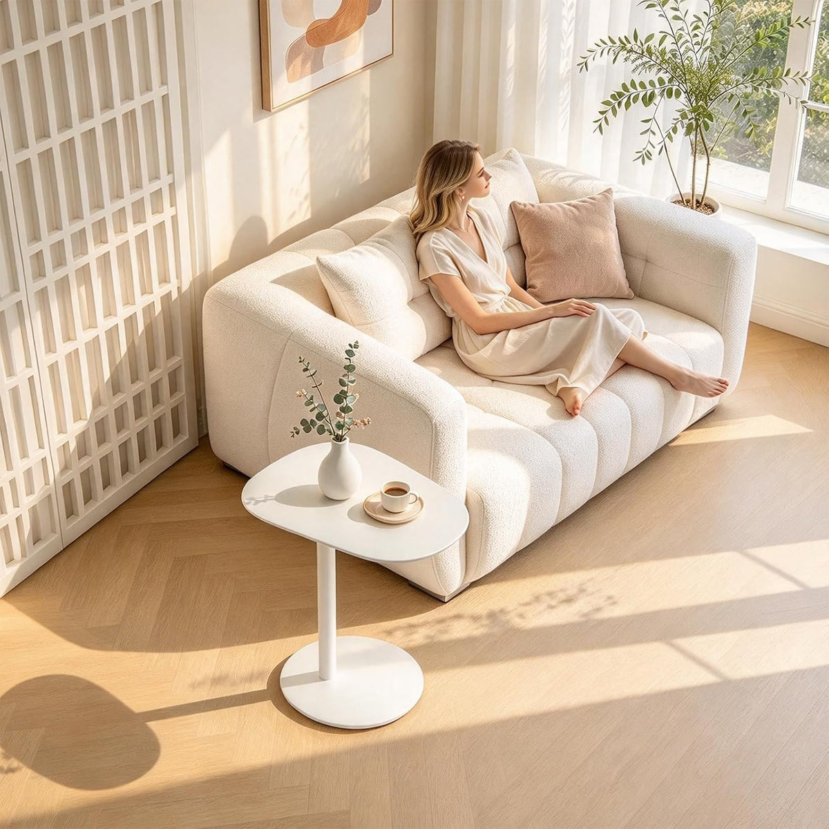 C Shaped End Table Small Side Table Living Room, Metal Coffee Accent Table - Image 9