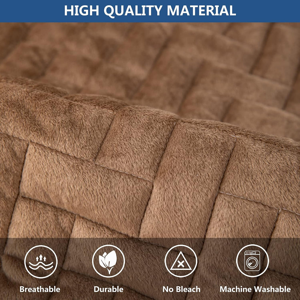 Velvet Sectional Couch Covers for Dogs,Brown,1PC,36''x82'' - Image 3