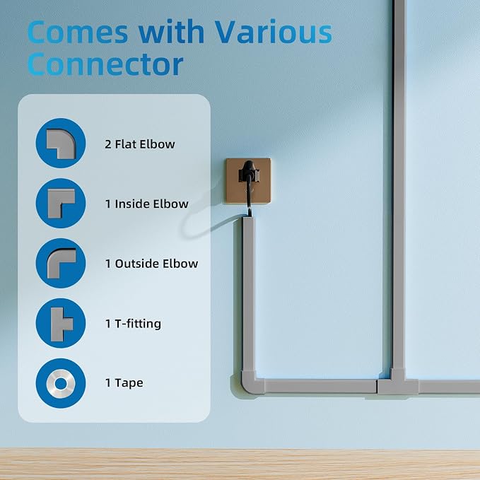 Yecaye 142in Wall Cord Hider for 2-3 Cords, W0.94in H0.47in, Grey | Medium Cord Covers for Wires on wall, On-Wall Cord Cover Cable Concealer - Image 3