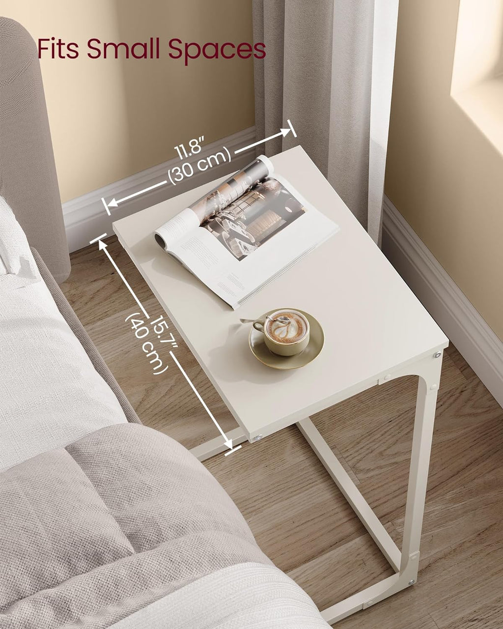 VASAGLE C-Shaped End Table, Couch Side Table for Sofa with Metal Frame - Image 3