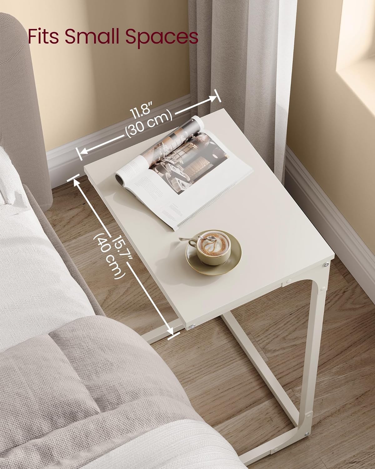 VASAGLE C-Shaped End Table, Couch Side Table for Sofa with Metal Frame - Image 3