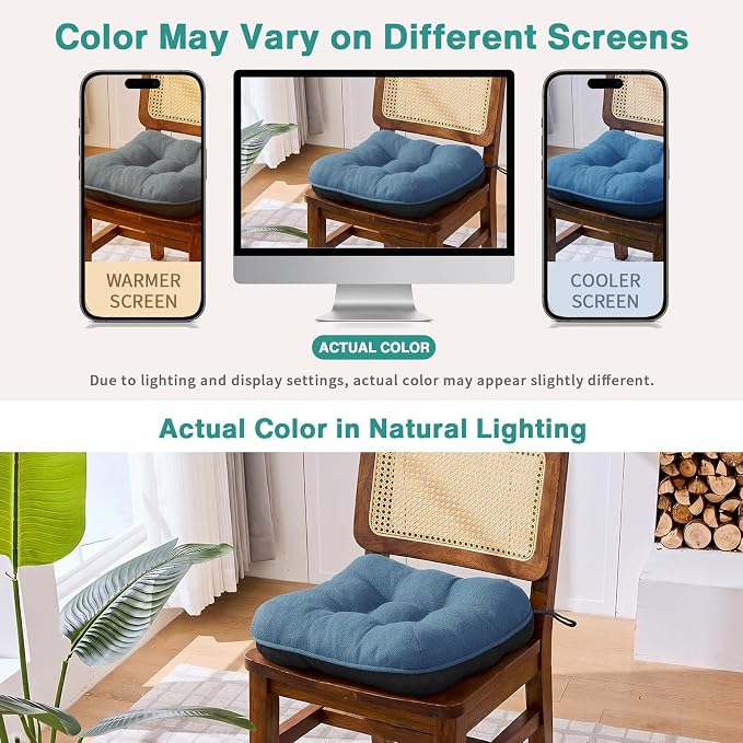 BETU Chair Cushions for Dining Chairs Set of 4,Kitchen Table Chair Pads with Ties,Non Slip Backing and Covers, Seat Cushion for Dining Room,Bar,Patio Chairs,15.5"X15.5"X3.5" - Image 7