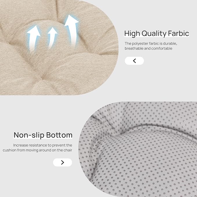 Love's cabin Memory Foam Chair Cushions Set of 4, Outdoor/Indoor Chair Pads for Dining Chairs 4 Pack, Seat Cushions for Kitchen, Dining Room, Office, Patio Chairs, 15.5" x 15.5" x 3.5" Khaki | 15.5"x15.5"x3.5", Indoor & Outdoor Chair Seat Pads with Non... - Image 5