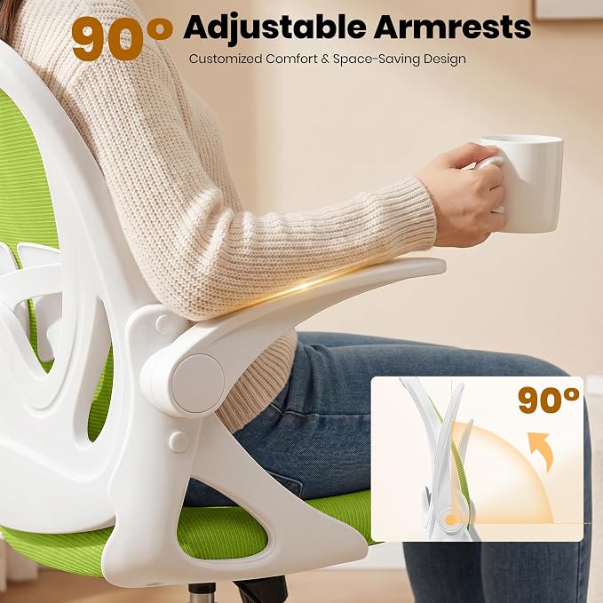 Drafting Chair Tall Office Chair with Flip-up Armrests Executive Ergonomic Computer Standing Desk Chair with Lumbar Support and Adjustable Footrest Ring (Green) - Image 9