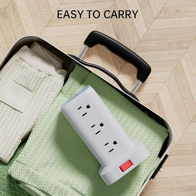Power Strip with 12 Outlets 4 USB (1 USB C), 6.5Feet Extension Cord with Multiple Outlets, Charging Station, Power Strip Tower, Home Office Desk Supplies - Image 6