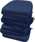 AAAAAcessories D-Shaped Chair Cushions, 2" Thick Dining Chair Pads with Ties and Removable, Machine-Washable Cover, 17" x 16", Set of 8, Blue by AAAAAcessories